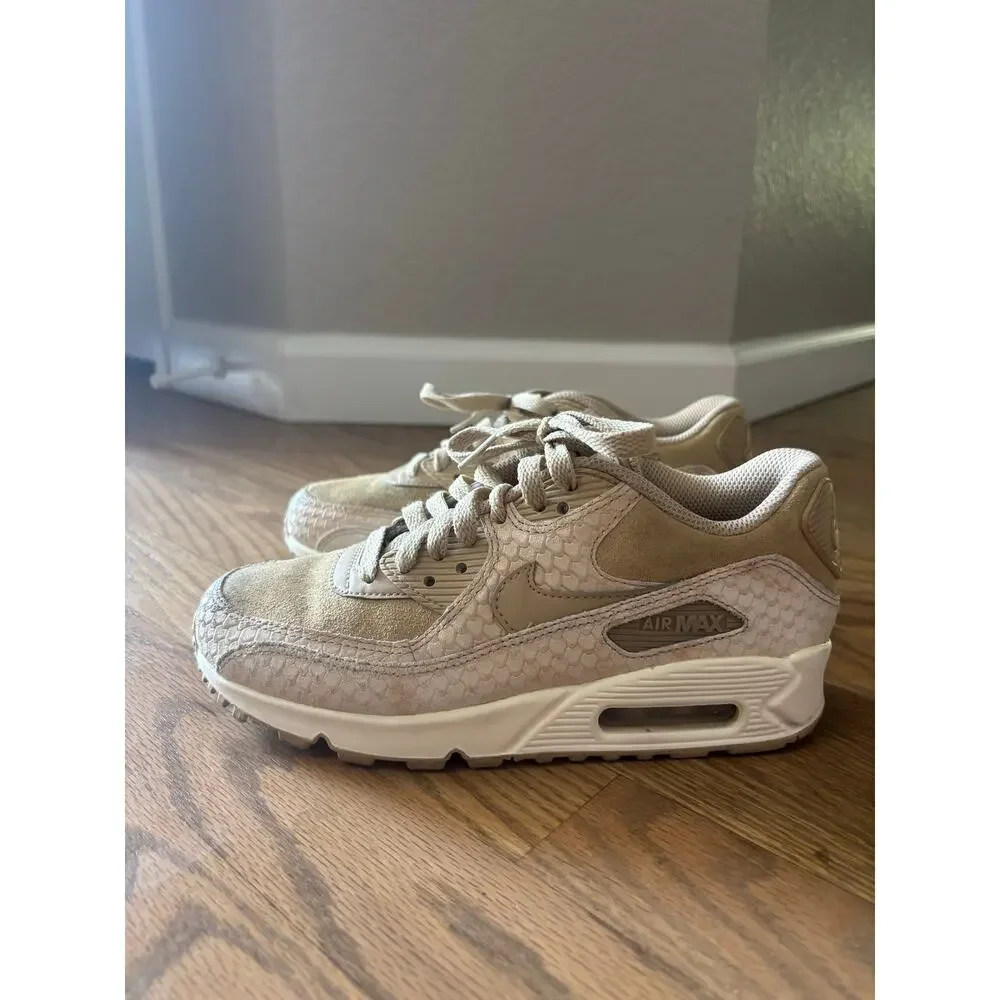 Nike Air Max 1 women 6 Tan Beige Suede Mesh White Midsole